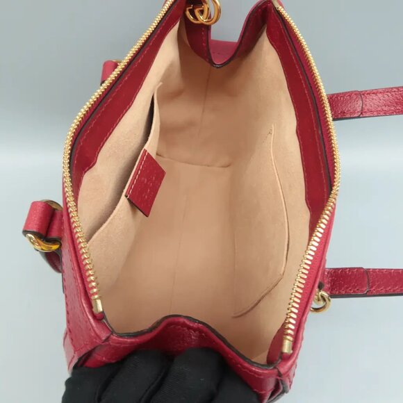 100% Authentic GUCCI Ophidia Top Handle Red Canvas Satchel - Picture 10 of 12